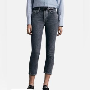 Rag & Bone Nina High Rise Ankle Cropped Cigarette black washed jeans size 26 NEW